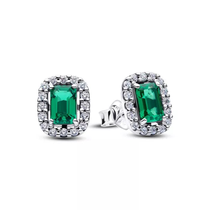 Pandora Sparkling Green Halo hopeakorvakorut 294501C01