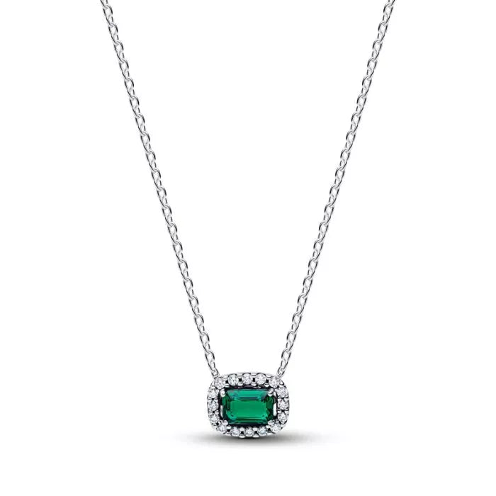 Pandora Timeless vihreä halo-kaulakoru hopea 394503C01-45