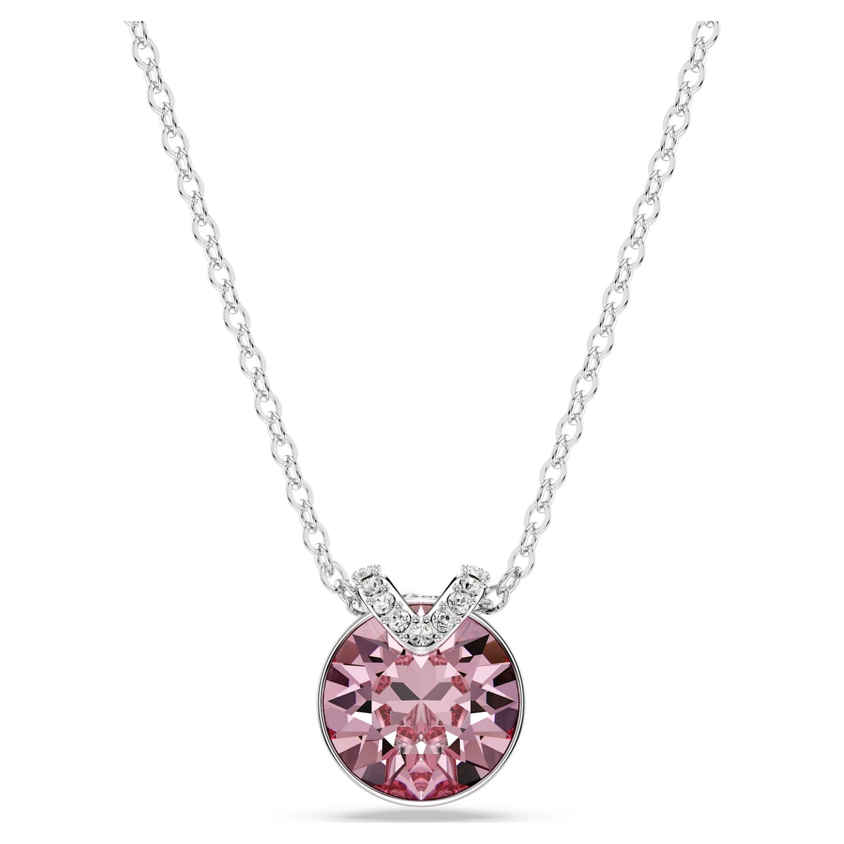 Swarovski bella v riipus round cut pink rhodium plated 5724289